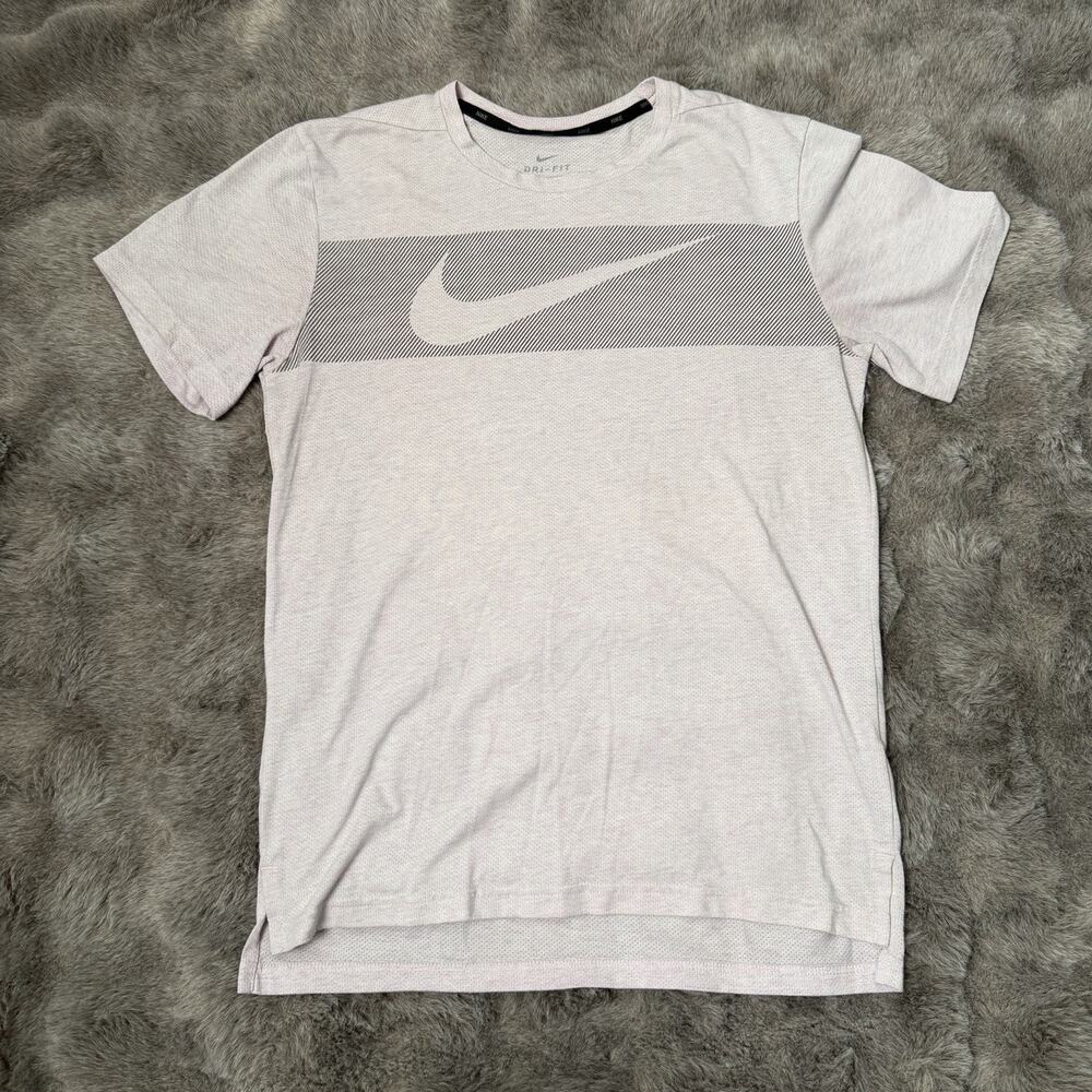 Mens Nike Dri-Fit Breathe Graphic T-Shirt Short Sleeve Gray/Pink Size Small